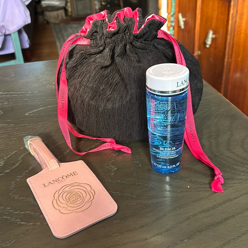 Lancôme Drawstring Pouch, Pink Luggage Tag & 4.2 fl. oz. Bi-Facil Eye Makeup Rem